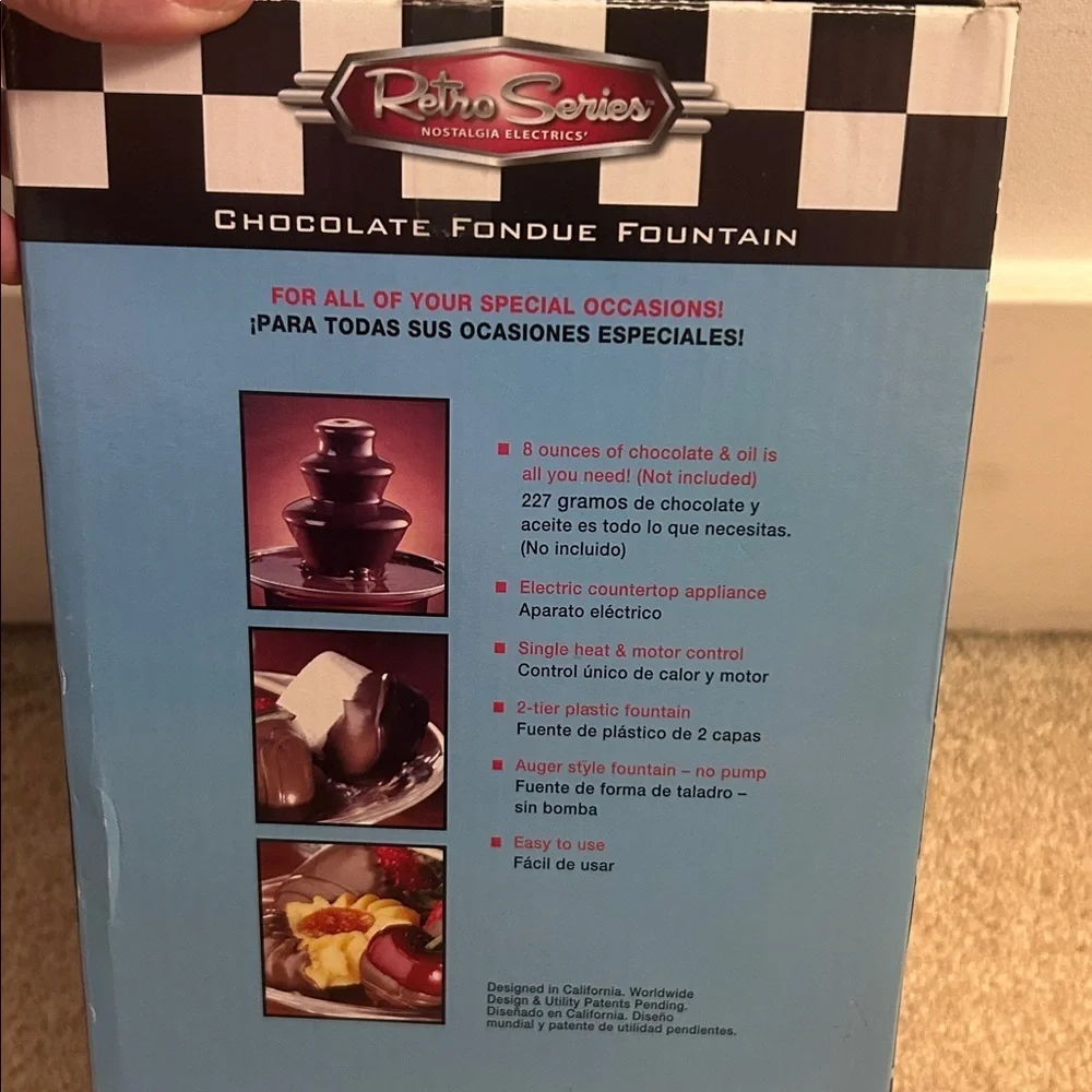 Nostalgia Electric Chocolate Fondue Fountain Machine 2 Tier 8 Oz Capacity new